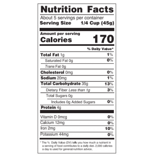 Nutrition facts