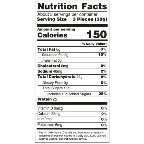 Nutrition facts Chocolate rolled wafers
