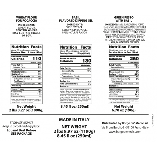 Nutrition Facts Focaccia Genovese