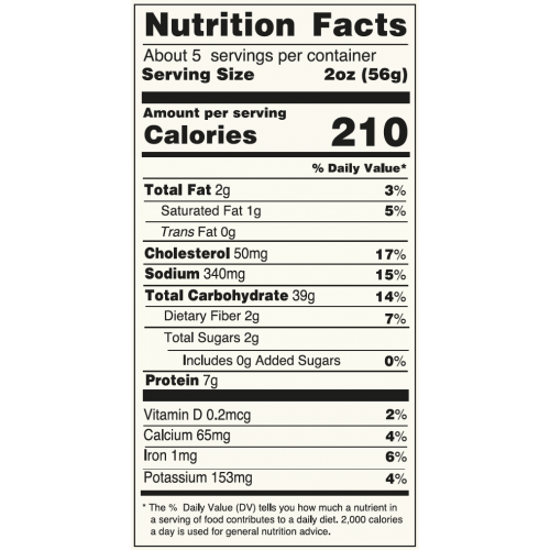 Nutrition facts Porcini Tortellini